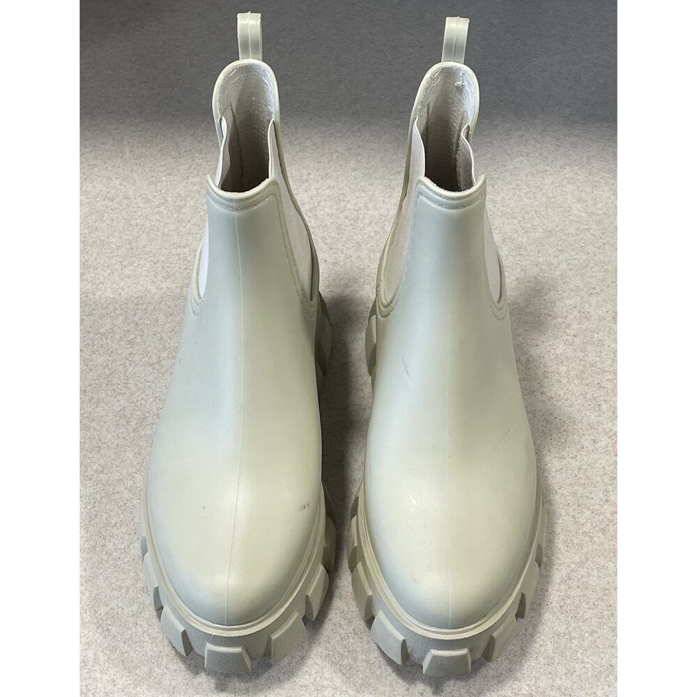 Jeffrey Campbell Cream Lug Sole Chelsea Rain Boots Platform Women’s Size 8 - Picture 2 of 9